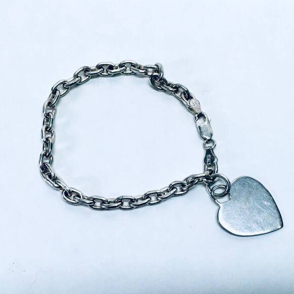 Sterling Silver Heart Tag Bracelet - Picture 2 of 11